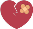 Broken cracked heart with bandages