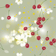 Vektor: Sweet Cherry tree / Seamless romantic wallpaper Sweet Cherry tree / Seamless romantic wallpaper