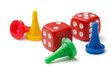 Colorful pawns and dices