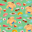 seamless pattern with Japanese symbols