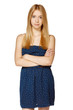 Photo: Calm female standing with folded hands Calm female standing with folded hands