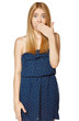 Photo: Shocked girl covers her mouth with hands Shocked girl covers her mouth with hands