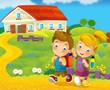 Going to school - illustration for the children
