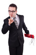 Businessman with dynamite isolated on white