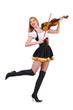 Girl playing violin on white