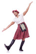 Scottish man dancing on white