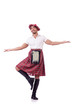 Scottish man dancing on white