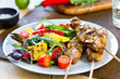 Photo: Grilled chicken skewer with salad Grilled chicken skewer with salad