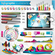 Vektor: Vector design set of infographic elements and world map. Vector design set of infographic elements and world map.