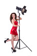Model in the studio on white