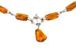 amber stone blurred necklace isolated on white
