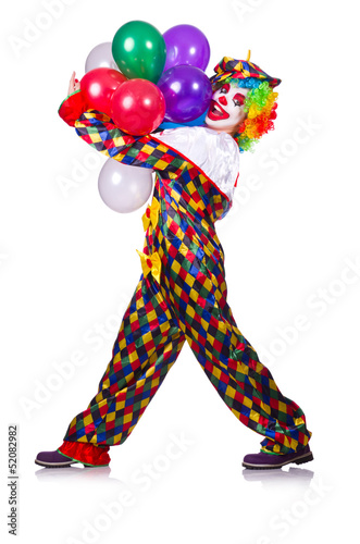 Photo: Funny clown isolated on the white Funny clown isolated on the white
