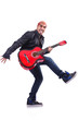 Guitar player isolated on white