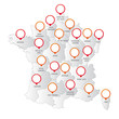 Vektor: carte france, régions, pictos carte france, régions, pictos