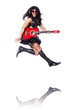 Man in woman clothing with guitar