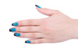 Nail art concept with hands on white