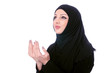 Muslim young woman wearing hijab on white