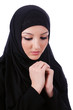 Muslim young woman wearing hijab on white