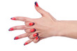 Nail art concept with hands on white