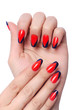 Nail art concept with hands on white
