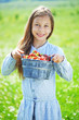 Foto: Child eating strawberries in a field Child eating strawberries in a field