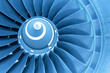 Titan blades of jet plane engine, blue light