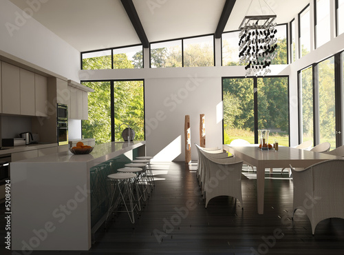 Illustration: Modern Design Kitchen Interior with Bar Modern Design Kitchen Interior with Bar