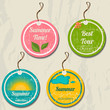 Set of 4 retro summer tags.