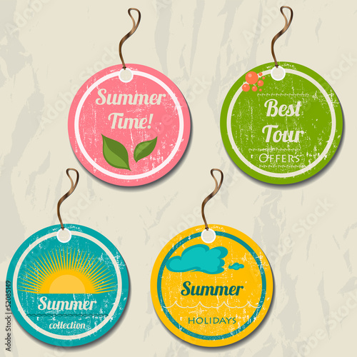 Vector: Set of 4 retro summer tags. Set of 4 retro summer tags.
