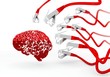 3d render of a isolated brain icon attacked by a cyber network