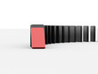 Illustration: domino concept one is red isolated domino concept one is red isolated