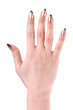 Nail art concept with hands on white