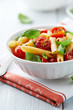 Photo: Penne with roasted cherry tomatoes and basil leaves Penne with roasted cherry tomatoes and basil leaves