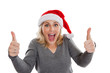 Christmas woman giving thumbs up