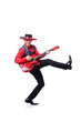 Guitar player isolated on the white