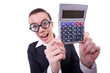 Nerd female accountant with calculator