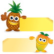 Pineapple with Mango. Cartoon Illustration
