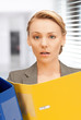 woman with folders