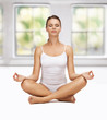 Foto: woman in cotton underwear doing exercises woman in cotton underwear doing exercises
