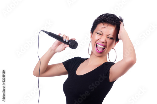 Photo: Afro-american female singer isolated on white Afro-american female singer isolated on white
