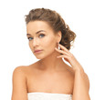 woman with diamond earrings