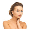 woman with diamond earrings