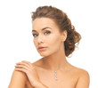 woman wearing shiny diamond necklace