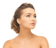 woman wearing shiny diamond necklace