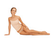 Photo: beautiful woman in beige cotton underwear beautiful woman in beige cotton underwear
