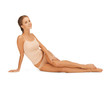Photo: beautiful woman in beige cotton underwear beautiful woman in beige cotton underwear