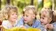 Video: Happy children playing outdoors in autumn park Happy children playing outdoors in autumn park