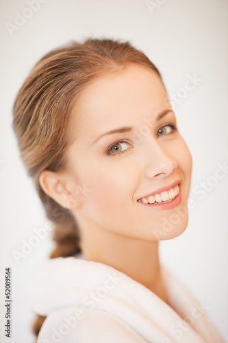 Photo: beautiful woman in bathrobe beautiful woman in bathrobe