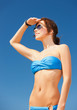woman in bikini and sunglasses