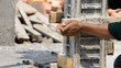 labor build pillar in construction site